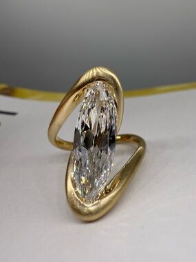 3.01 carat E VVS2 antique moval lab diamond bypass engagement ring